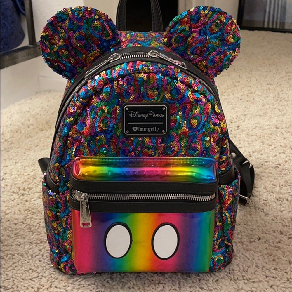 Disney Loungefly rainbow sequins mini backpack